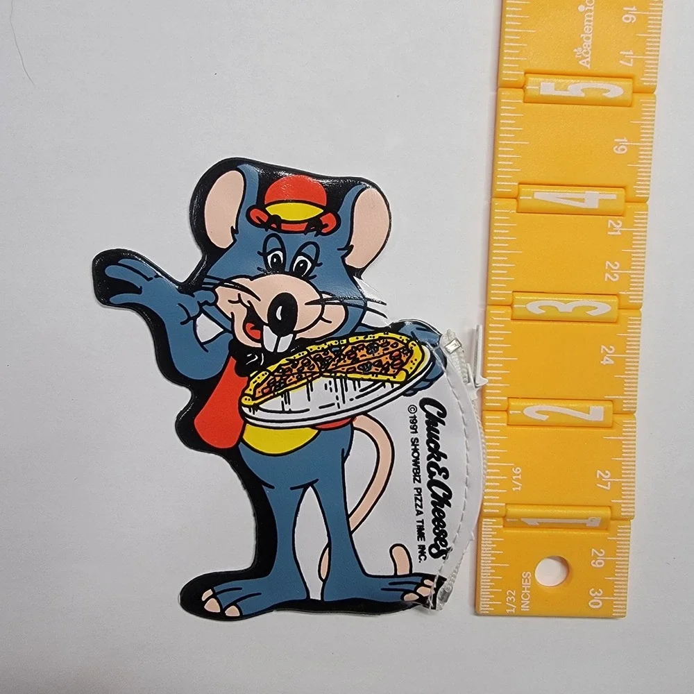 Chuck E Cheese Coin Purse Excellent 1991 Vintage Showbiz Pizza Pouch Zipper